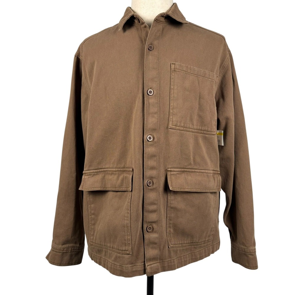 Topman Canvas Utility Overshirt Jacket Mens‎ M Brown Cotton Twill Shacket NEW